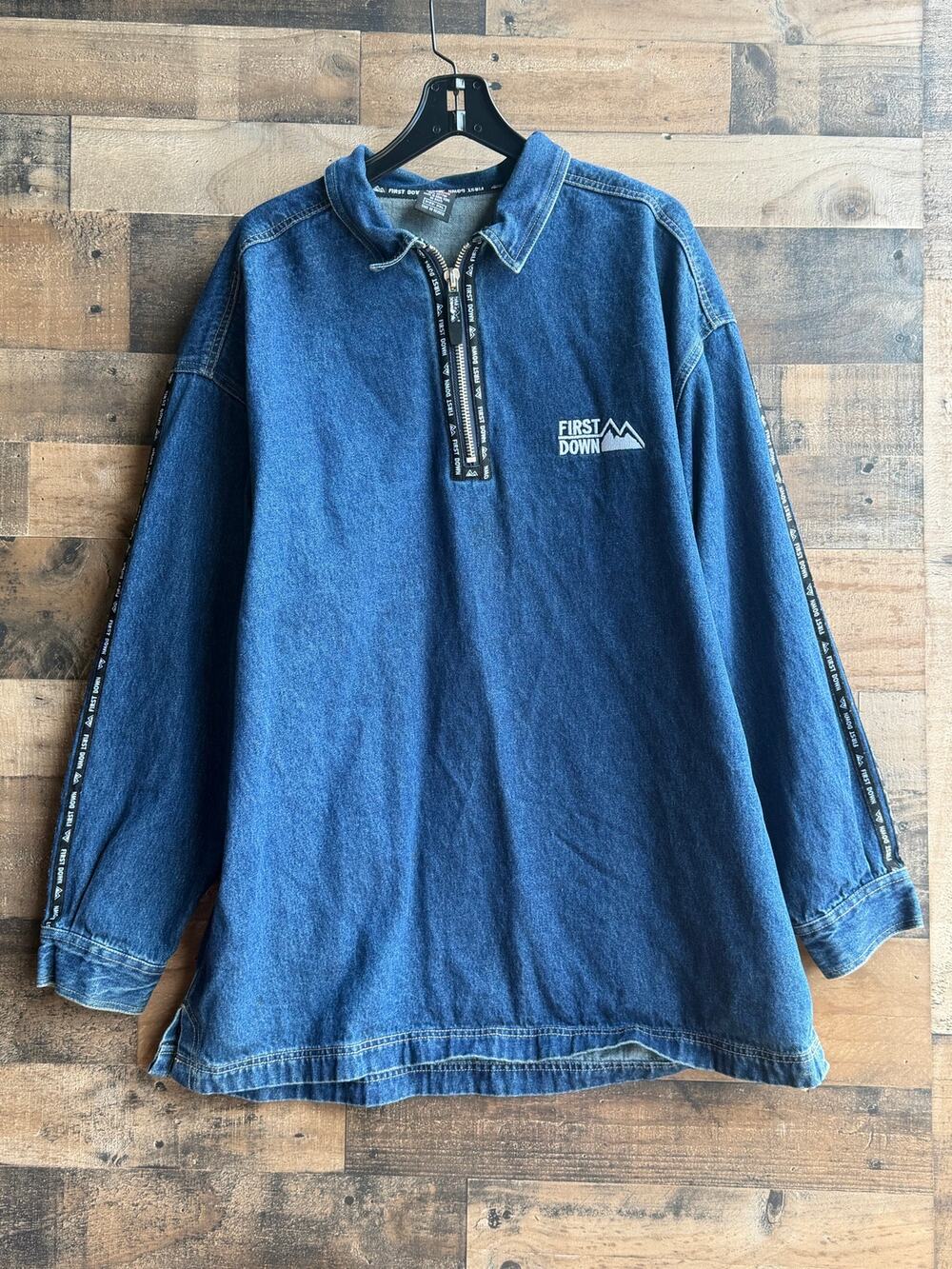 Vintage First Down Quarter-Zip Denim Pullover Shirt - (Size XXL)